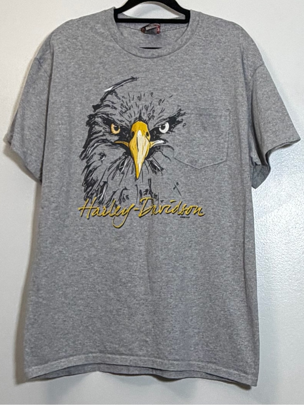 Harley-Davidson Gray T-Shirt with Yellow Eagle Graphic